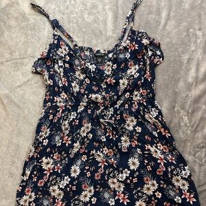 Torrid Navy Floral Dress with Ruffle Detail